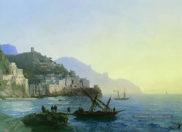 vue d’Amalfi 1865 Romantique Ivan Aivazovsky russe Peinture à l'huile